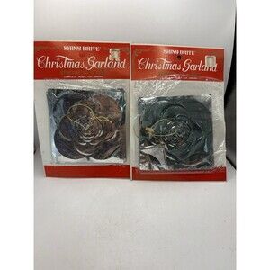 Vintage Shiny Brite Foil Christmas Garland Lot of 2 New Sealed Japan Retro